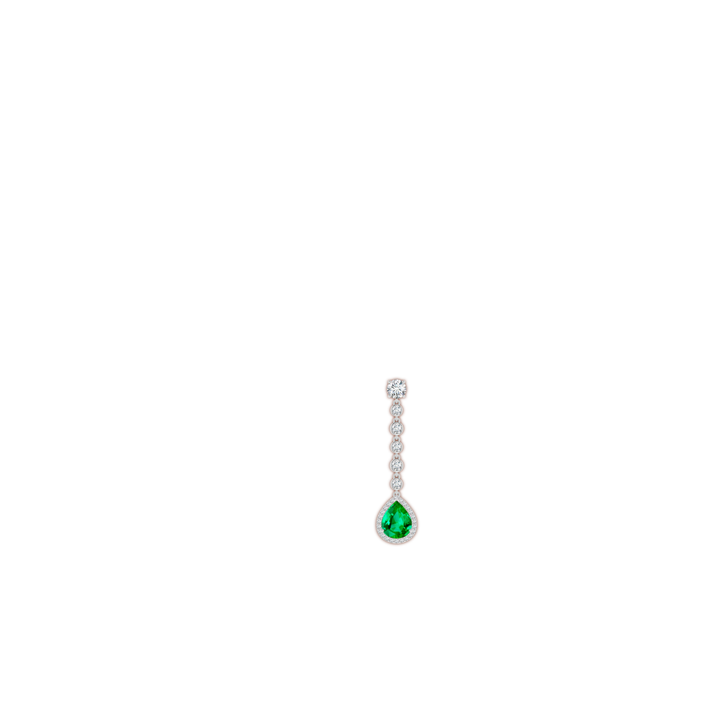 10x8mm AAA Pear Emerald Halo Drop Earrings with Bezel-Set Accents in White Gold ear