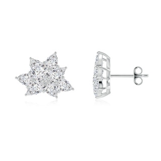 6x4mm HSI2 Pear Diamond Cluster Floral Stud Earrings in P950 Platinum