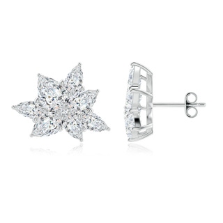 7x5mm GVS2 Pear Diamond Clustre Floral Stud Earrings in P950 Platinum