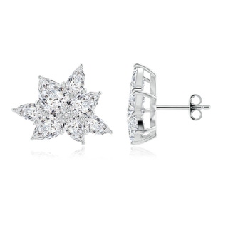 7x5mm HSI2 Pear Diamond Clustre Floral Stud Earrings in P950 Platinum