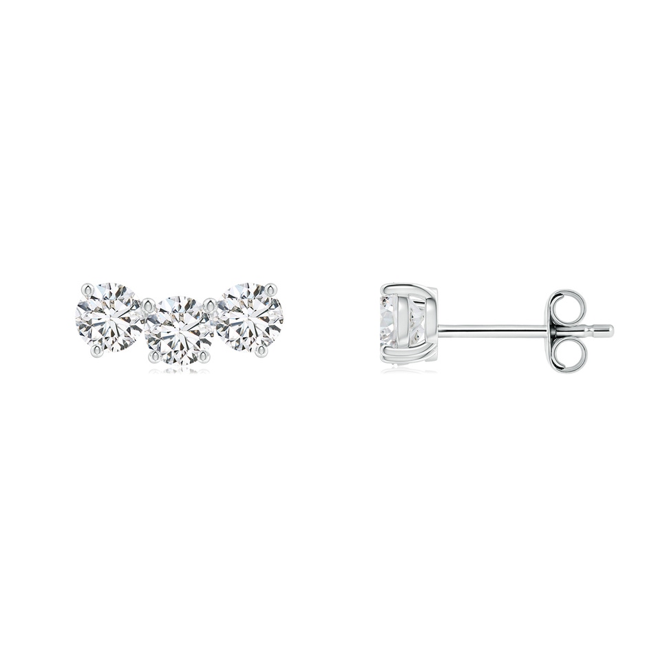 3.6mm HSI2 Prong-Set Round Diamond Three Stone Stud Earrings in White Gold 