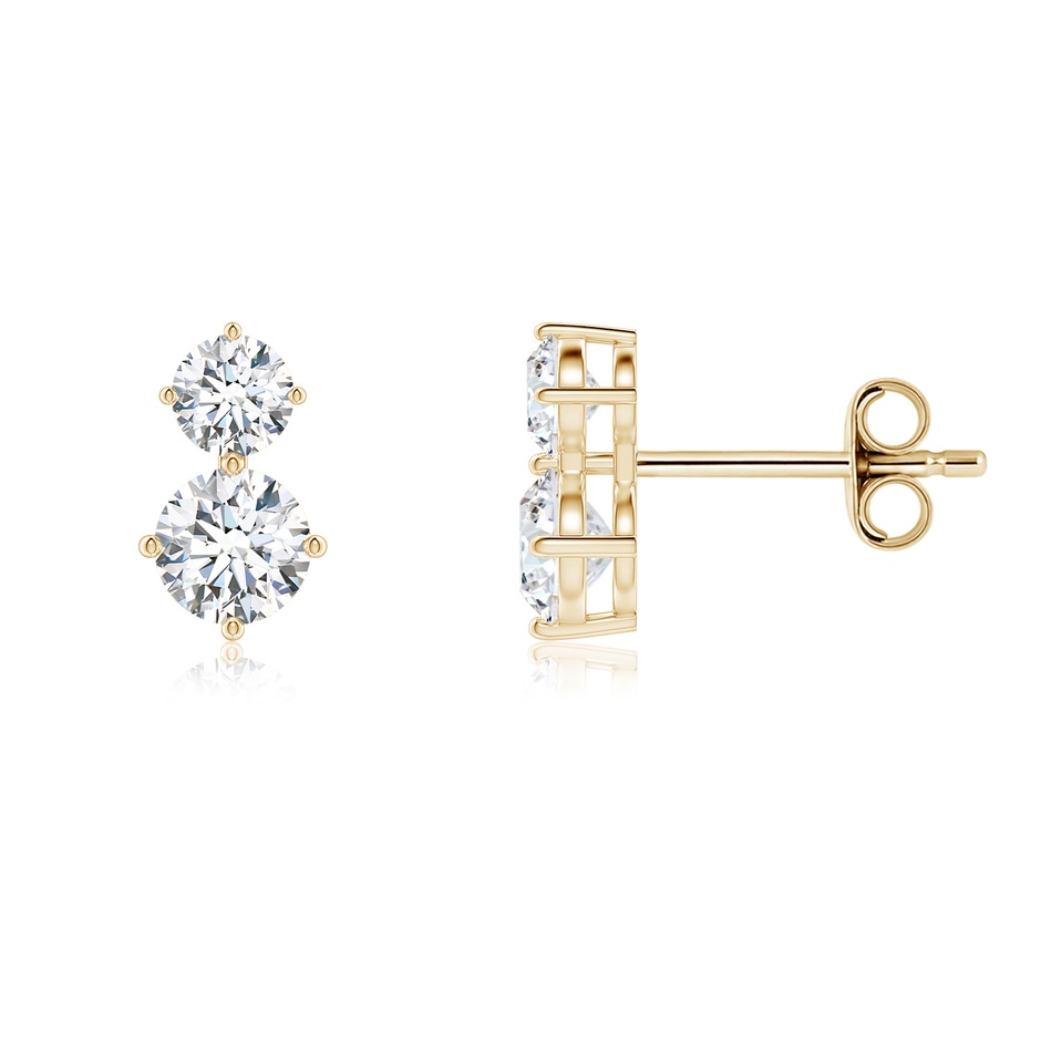4.5mm GVS2 Round Diamond Two Stone Stud Earrings in Yellow Gold 