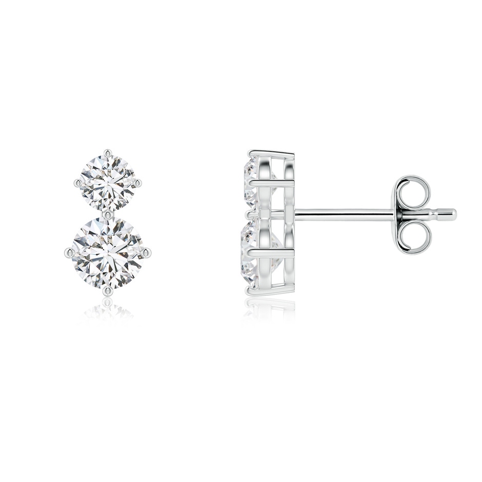 4.5mm HSI2 Round Diamond Two Stone Stud Earrings in White Gold 