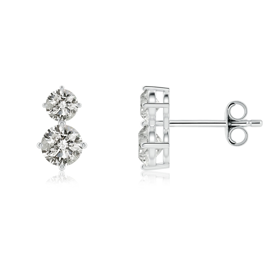 4.5mm KI3 Round Diamond Two Stone Stud Earrings in White Gold 