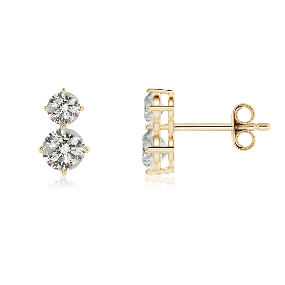 4.5mm KI3 Round Diamond Two Stone Stud Earrings in Yellow Gold 
