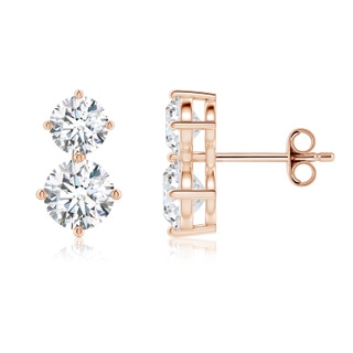 6mm GVS2 Round Diamond Two Stone Stud Earrings in Rose Gold