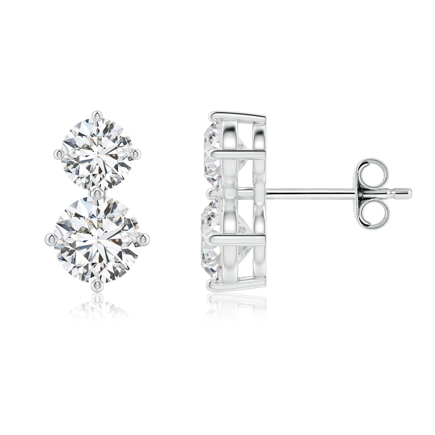 6mm HSI2 Round Diamond Two Stone Stud Earrings in White Gold