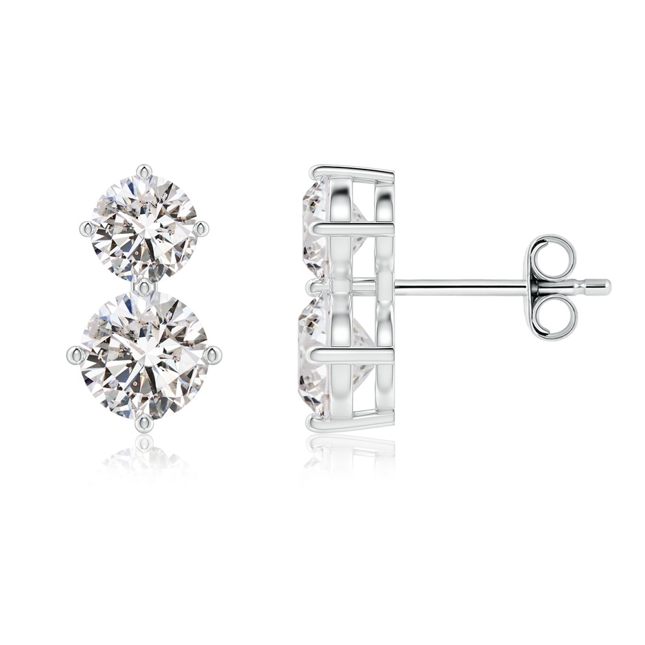 6mm IJI1I2 Round Diamond Two Stone Stud Earrings in White Gold 
