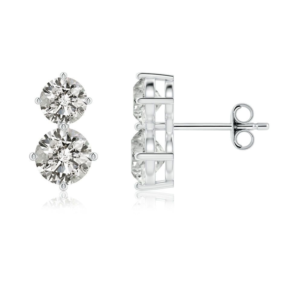 6mm KI3 Round Diamond Two Stone Stud Earrings in P950 Platinum 