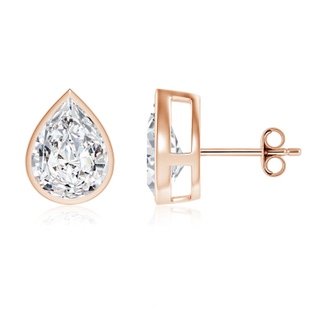 10x6.5mm HSI2 Bezel-Set Pear Diamond Solitaire Stud Earrings in Rose Gold