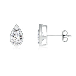 8x5mm HSI2 Bezel-Set Pear Diamond Solitaire Stud Earrings in P950 Platinum