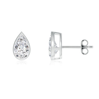 8x5mm HSI2 Bezel-Set Pear Diamond Solitaire Stud Earrings in White Gold