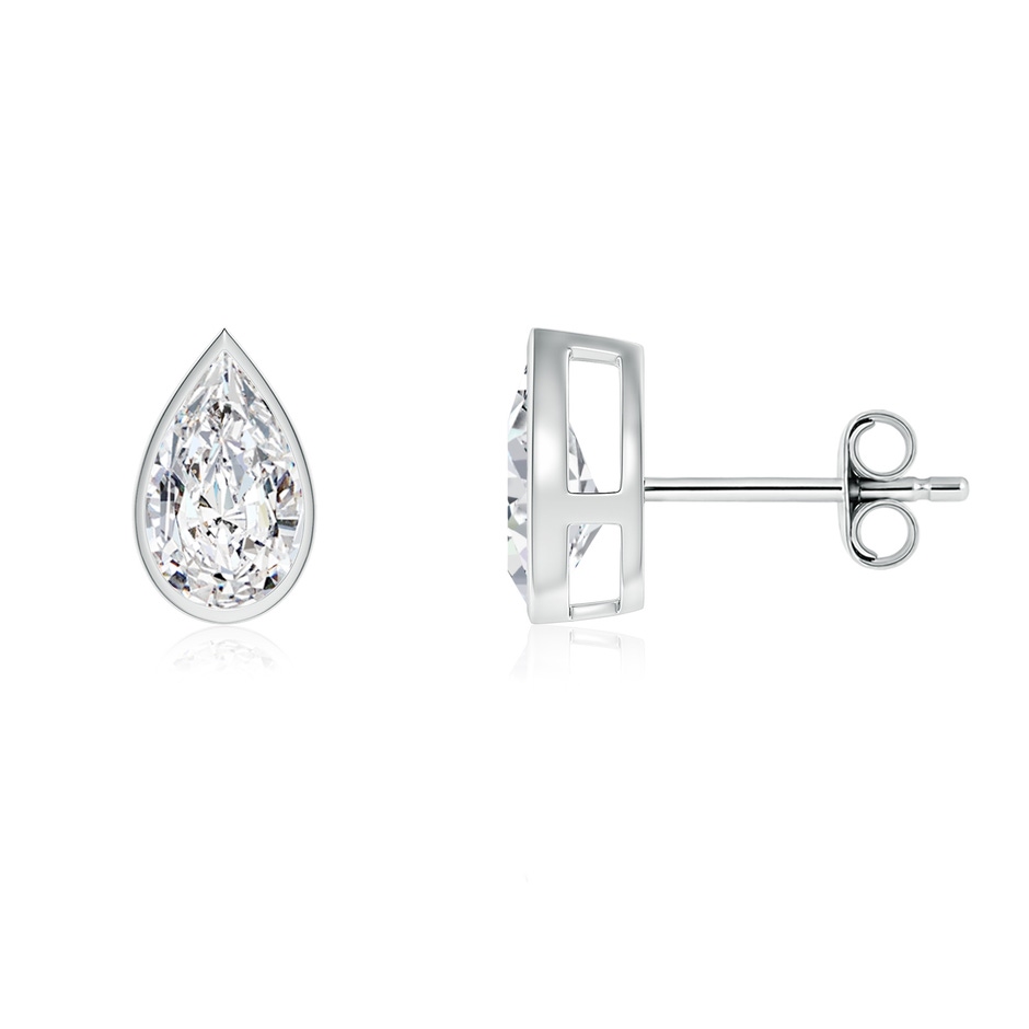 8x5mm HSI2 Bezel-Set Pear Diamond Solitaire Stud Earrings in White Gold 