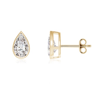 8x5mm IJI1I2 Bezel-Set Pear Diamond Solitaire Stud Earrings in Yellow Gold