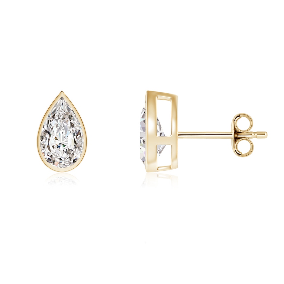 8x5mm IJI1I2 Bezel-Set Pear Diamond Solitaire Stud Earrings in Yellow Gold 