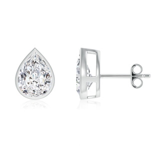 9x5.5mm HSI2 Bezel-Set Pear Diamond Solitaire Stud Earrings in P950 Platinum