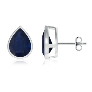 10x8mm A Bezel-Set Pear Blue Sapphire Solitaire Stud Earrings in P950 Platinum