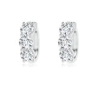 4.5mm GVS2 Round Diamond Three Stone Hoop Earrings in P950 Platinum