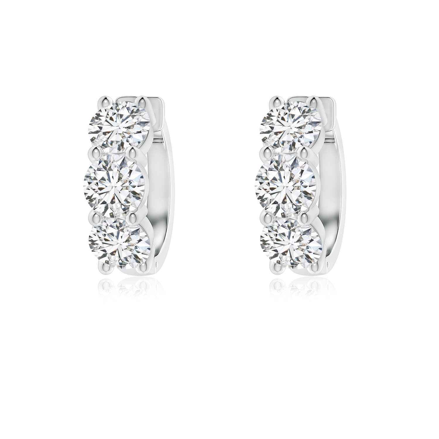4.5mm HSI2 Round Diamond Three Stone Hoop Earrings in 18CT White Gold