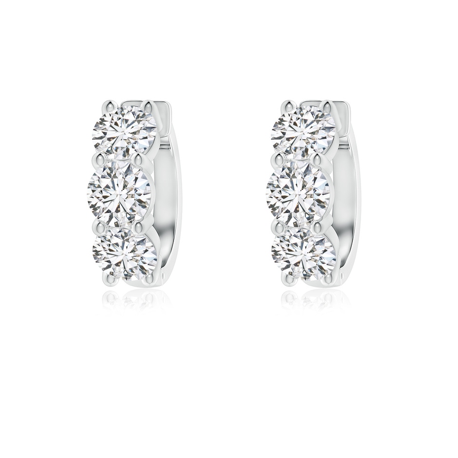 4.5mm HSI2 Round Diamond Three Stone Hoop Earrings in P950 Platinum 