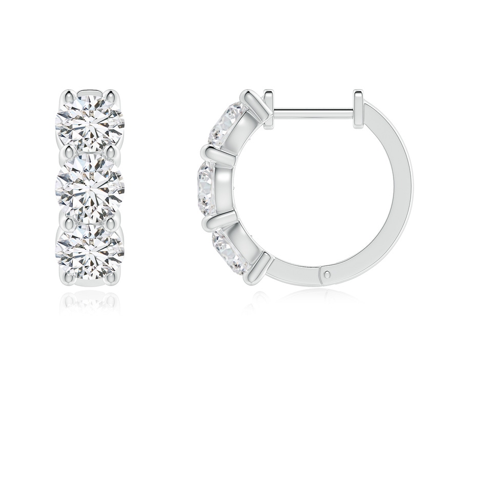 4.5mm HSI2 Round Diamond Three Stone Hoop Earrings in P950 Platinum side 199