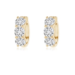 4.5mm HSI2 Round Diamond Three Stone Hoop Earrings in Yellow Gold