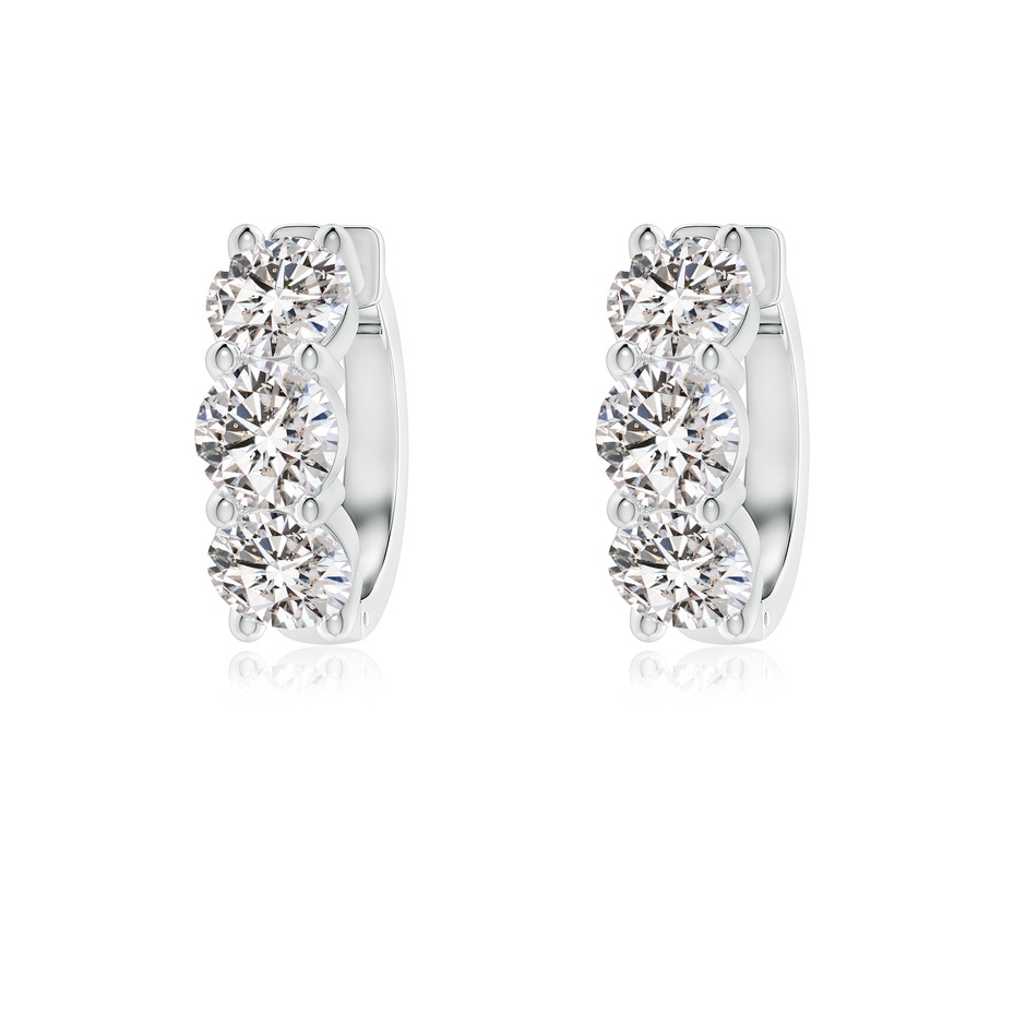 4.5mm IJI1I2 Round Diamond Three Stone Hoop Earrings in White Gold 