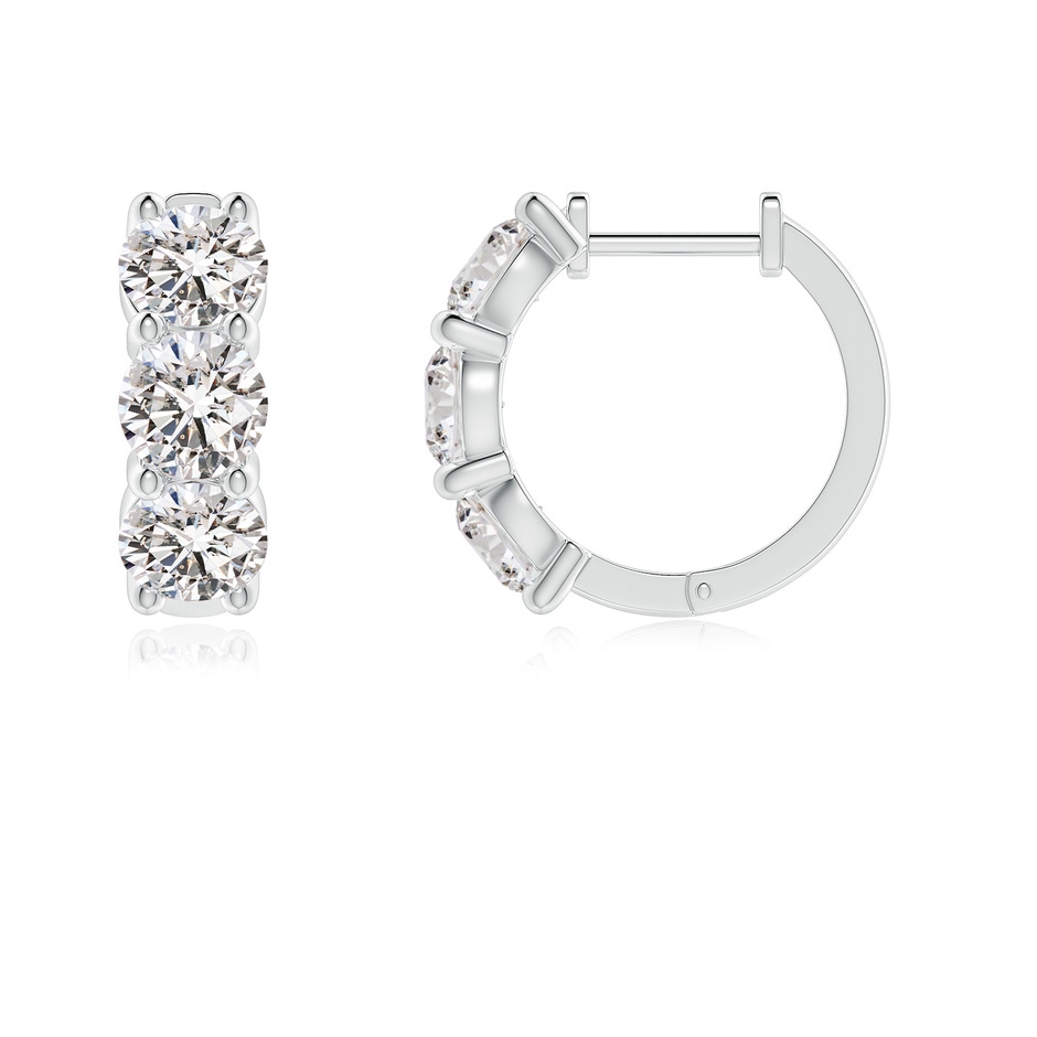 4.5mm IJI1I2 Round Diamond Three Stone Hoop Earrings in White Gold side 199