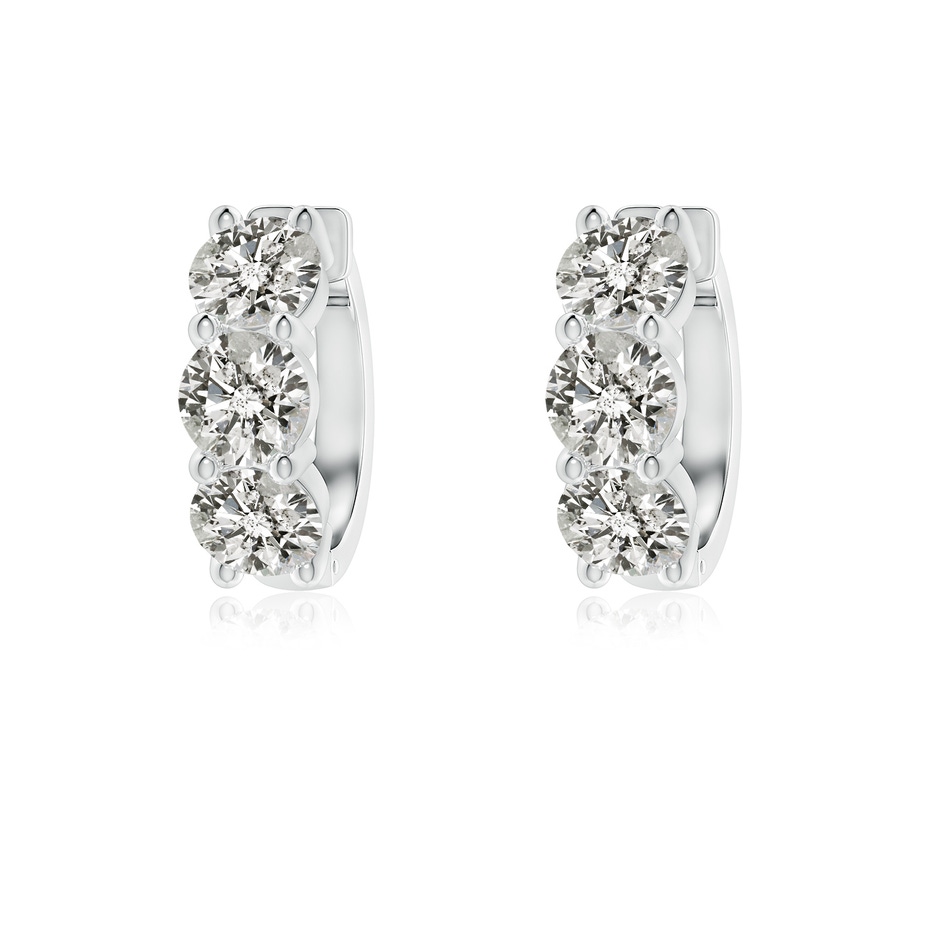4.5mm KI3 Round Diamond Three Stone Hoop Earrings in White Gold 