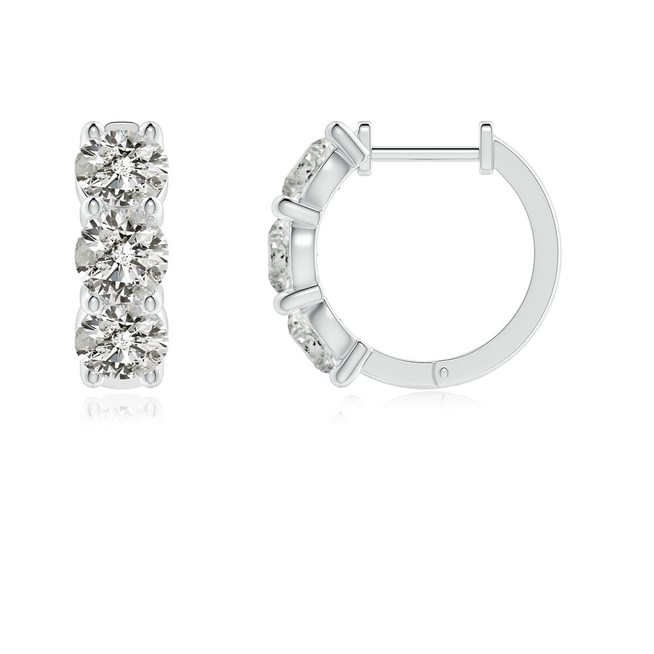 4.5mm KI3 Round Diamond Three Stone Hoop Earrings in White Gold side 199