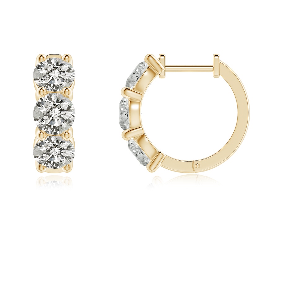 4.5mm KI3 Round Diamond Three Stone Hoop Earrings in Yellow Gold side 199