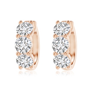 5.7mm HSI2 Round Diamond Three Stone Hoop Earrings in 18K Rose Gold