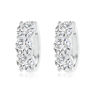 5.7mm HSI2 Round Diamond Three Stone Hoop Earrings in P950 Platinum