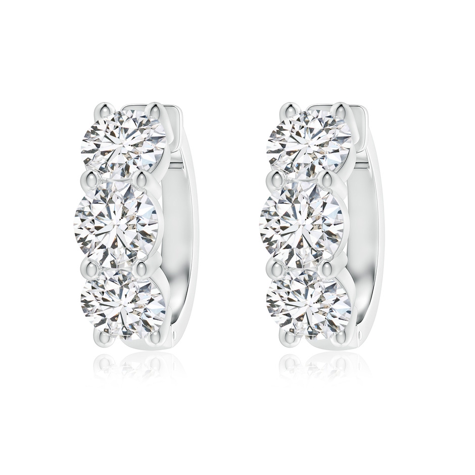 5.7mm HSI2 Round Diamond Three Stone Hoop Earrings in White Gold 