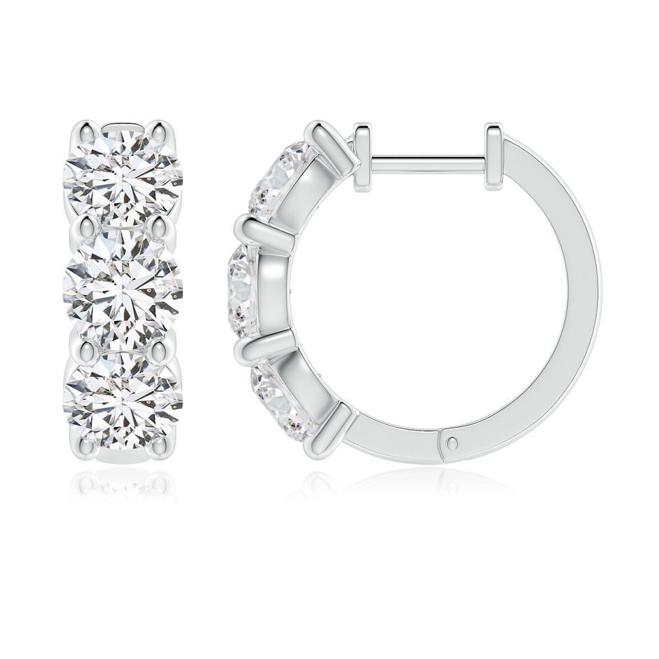 5.7mm HSI2 Round Diamond Three Stone Hoop Earrings in White Gold side 199