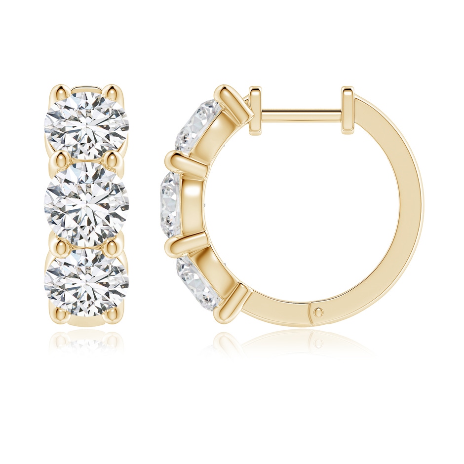 5.7mm HSI2 Round Diamond Three Stone Hoop Earrings in Yellow Gold side 199