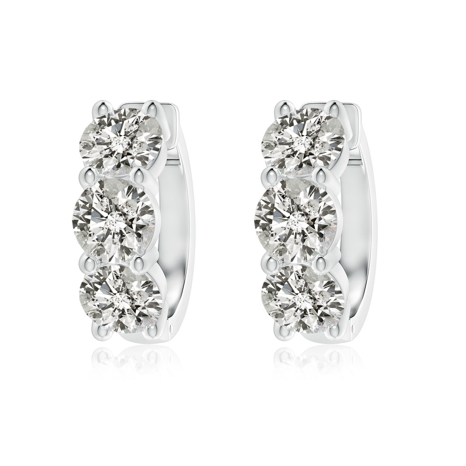 5.7mm KI3 Round Diamond Three Stone Hoop Earrings in P950 Platinum 