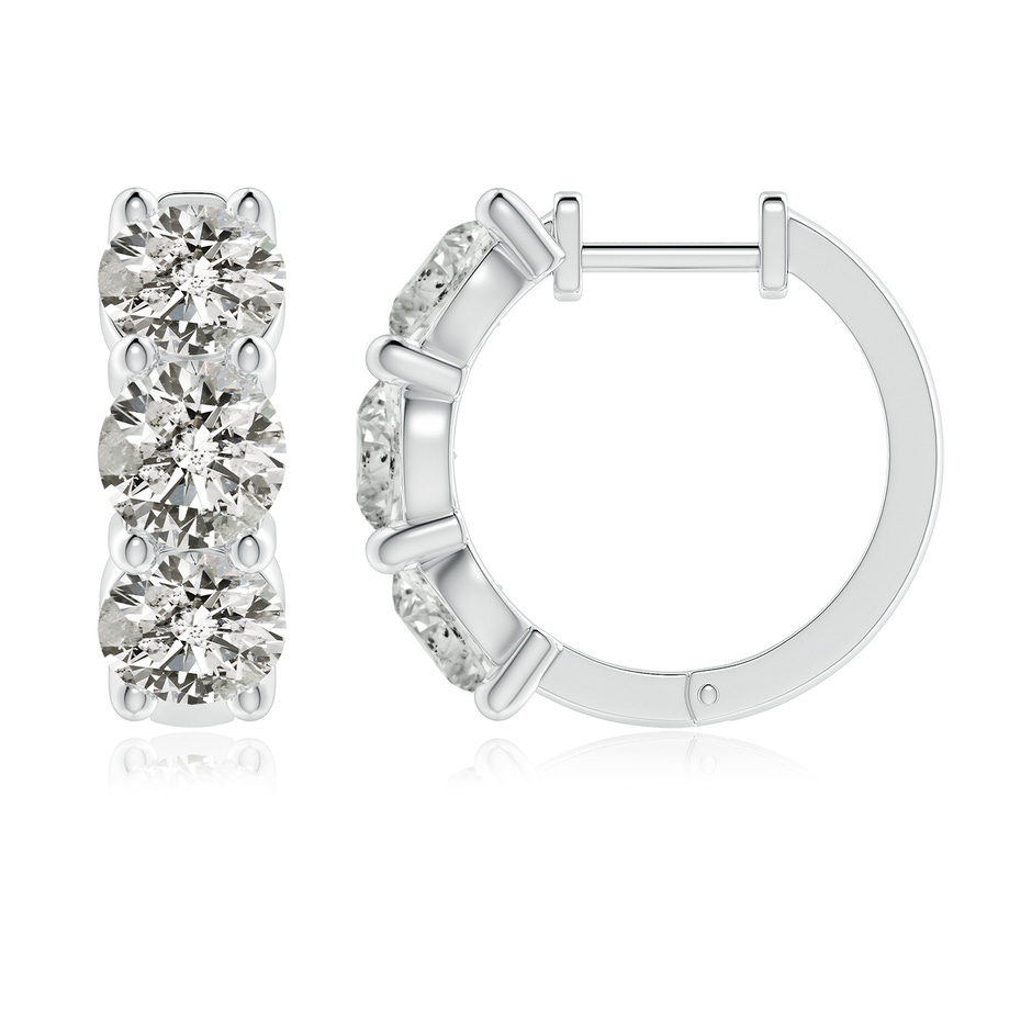 5.7mm KI3 Round Diamond Three Stone Hoop Earrings in P950 Platinum side 199
