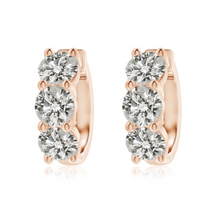 5.7mm KI3 Round Diamond Three Stone Hoop Earrings in Rose Gold