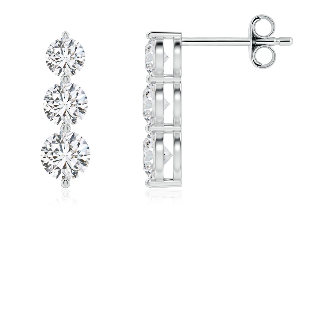 4mm HSI2 Graduated Round Diamond Three Stone Earrings in White Gold