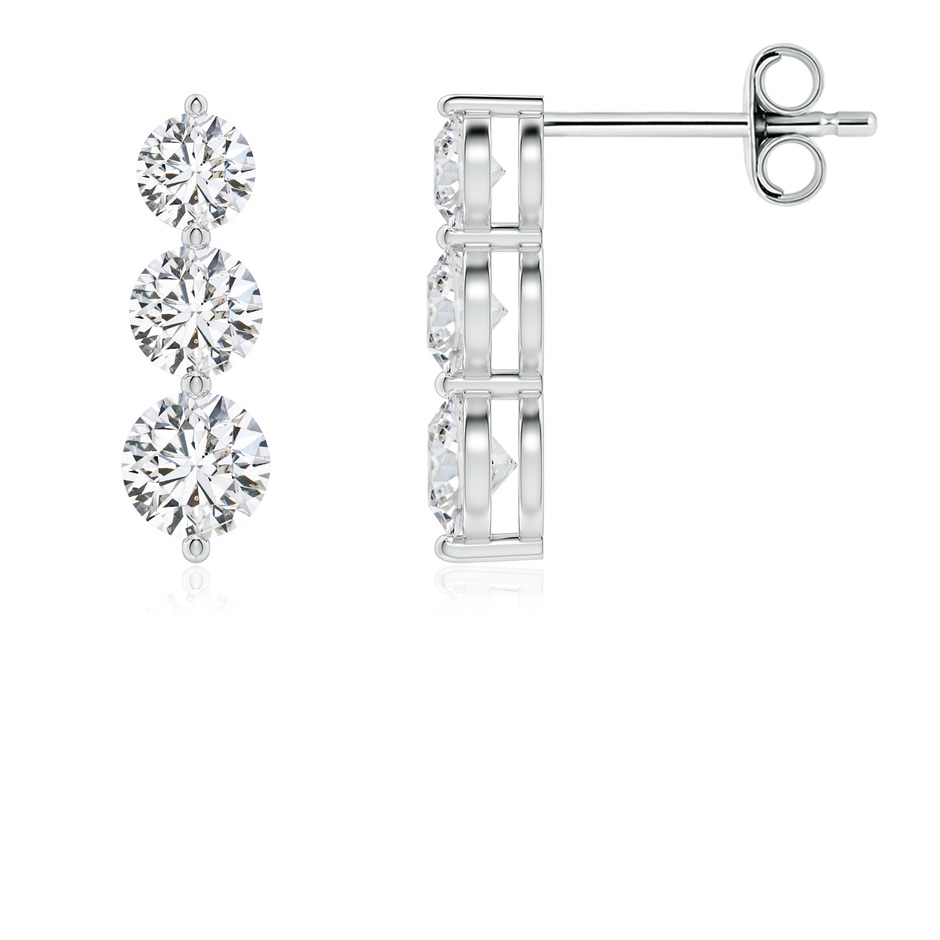 4mm HSI2 Graduated Round Diamond Three Stone Earrings in White Gold 