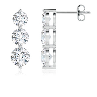 5mm GVS2 Graduated Round Diamond Three Stone Earrings in P950 Platinum