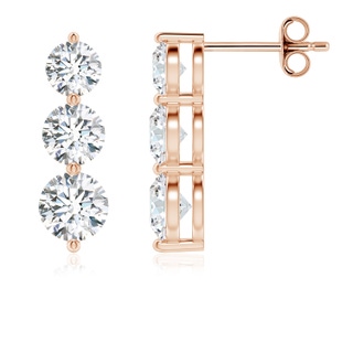 5mm GVS2 Graduated Round Diamond Three Stone Earrings in Rose Gold