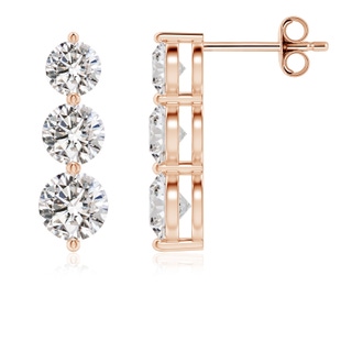 5mm IJI1I2 Graduated Round Diamond Three Stone Earrings in Rose Gold