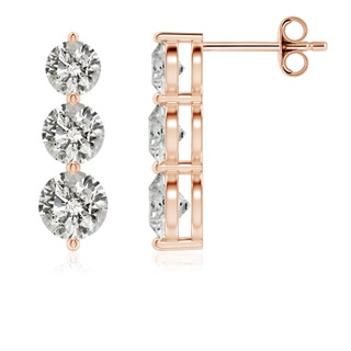 5mm KI3 Graduated Round Diamond Three Stone Earrings in Rose Gold