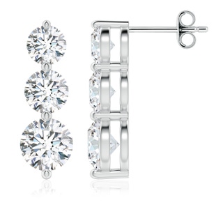 6mm GVS2 Graduated Round Diamond Three Stone Earrings in P950 Platinum