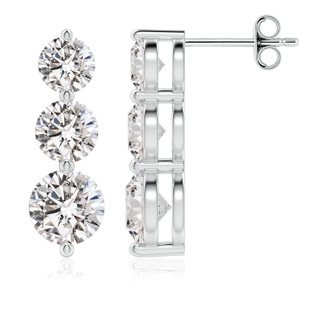 6mm IJI1I2 Graduated Round Diamond Three Stone Earrings in P950 Platinum