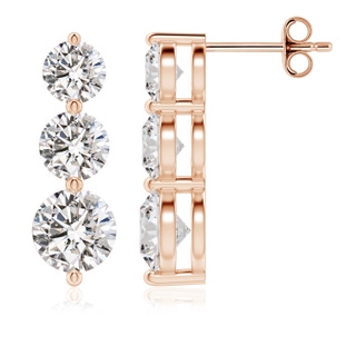 6mm IJI1I2 Graduated Round Diamond Three Stone Earrings in Rose Gold