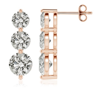 6mm KI3 Graduated Round Diamond Three Stone Earrings in Rose Gold