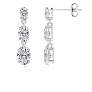 6x4mm HSI2 Graduated Oval Diamond Three Stone Earrings in P950 Platinum